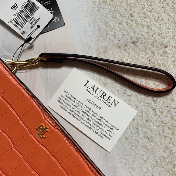 NWT Lauren Ralph Lauren Embossed Leather Small Pouch - Picture 9 of 9